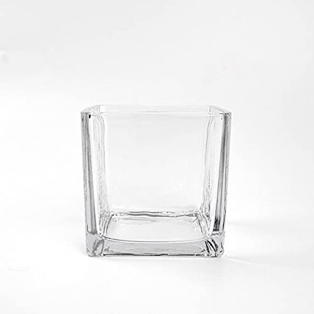 "BalsaCircle 6 pcs 4"""" Tall Clear Glass Cube Vases for Wedding Party Fl"
