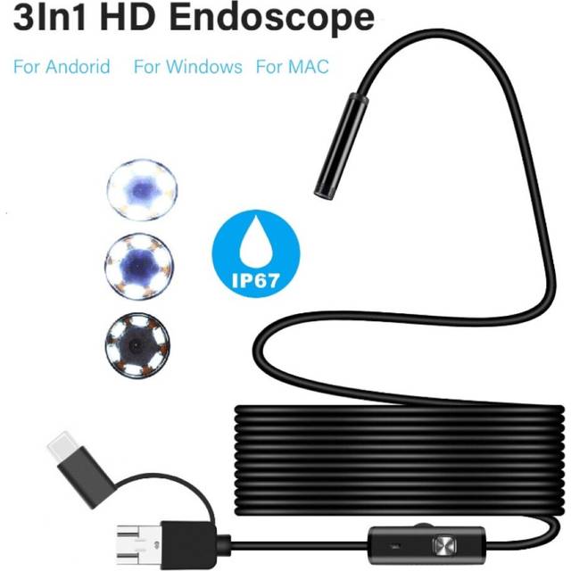 (5m) 1/2/5m Micro USB Type-C Waterproof Endoscope Inspection Camera for Android Phone
