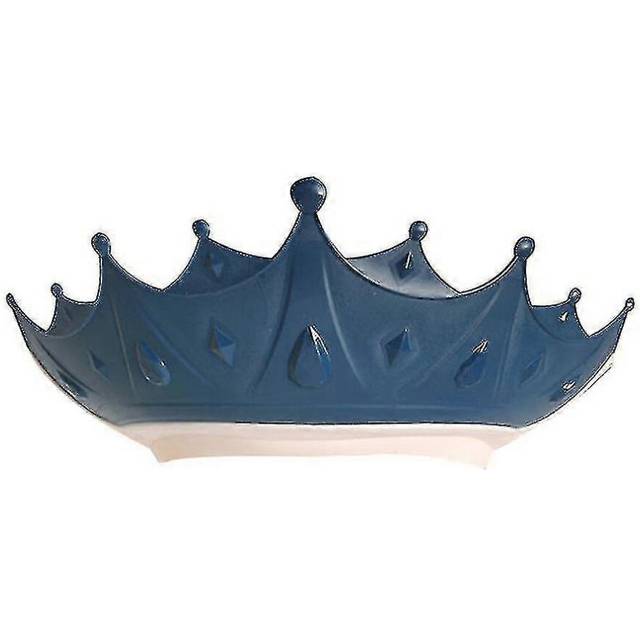 (Blue, One size) Baby Crown Shape Shower Cap Kids Hair Washing Shield Adjustable Hair Protector
