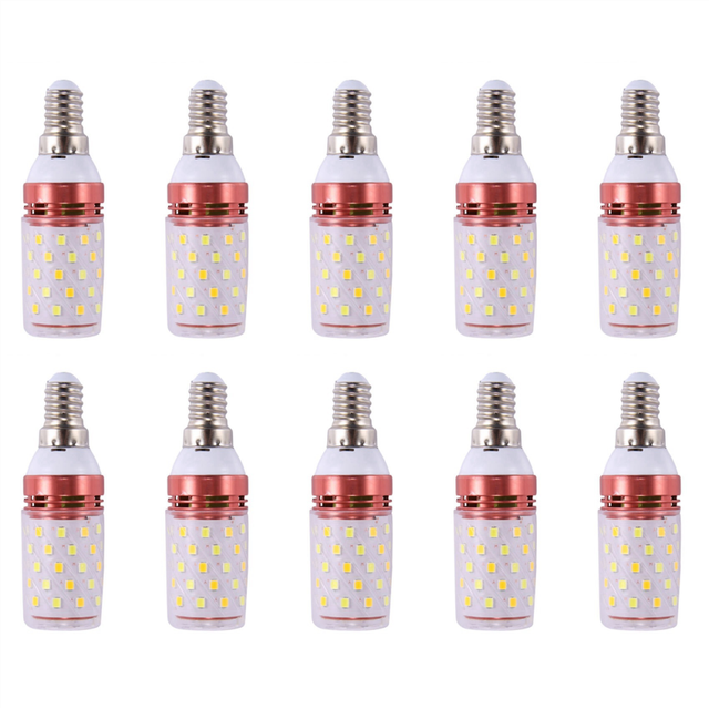 10X 3 Color Temperatures Integrated SMD LED Corn Lamp E14 AC85V - 265V Warm White High Light 12W