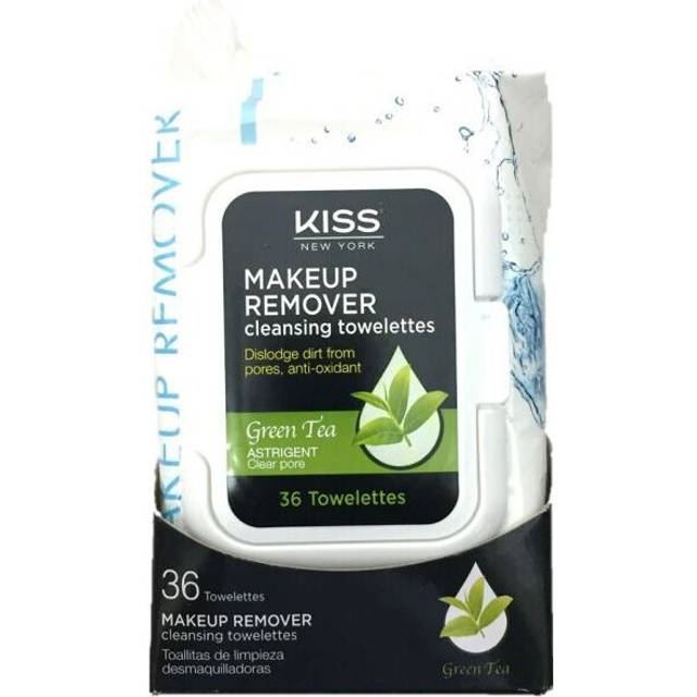 Kiss Makeup Remover Towelettes Green Tea 36's