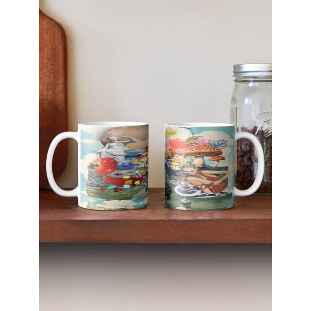 (The Virtues of Virgo' Vintage Cut Out Collage Print-9727) Coffee Mugs 11oz indian leaf design Ceramic Mug Cute Novelty Christmas Gifts