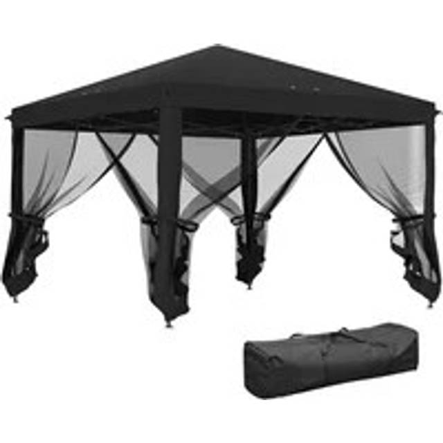 Outsunny Heavy Duty Pop Up Gazebo with Removable Mesh Sidewall Black, Black