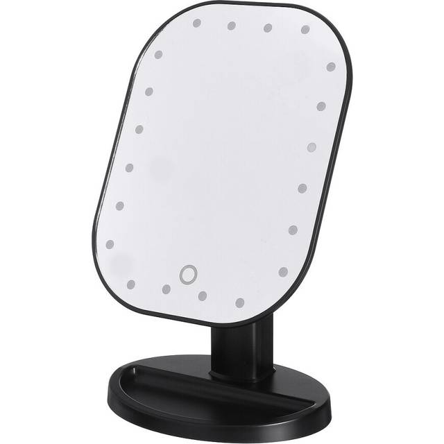 (Black) Battery Powered 20 LED Makeup Mirror Light Desktop Home Touch Screen 180 Adjustable Angle Mirror