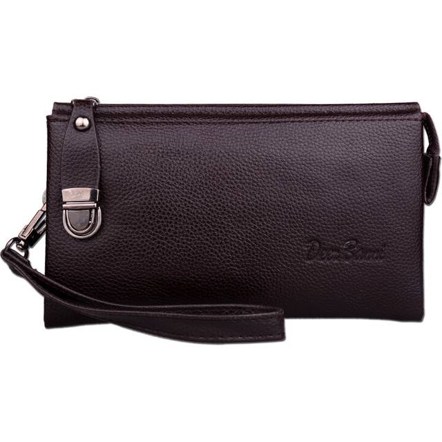 (Brown) New Mens Fashion Long Zipper Wallet Large Capacity Multifunctional Clutch Bag