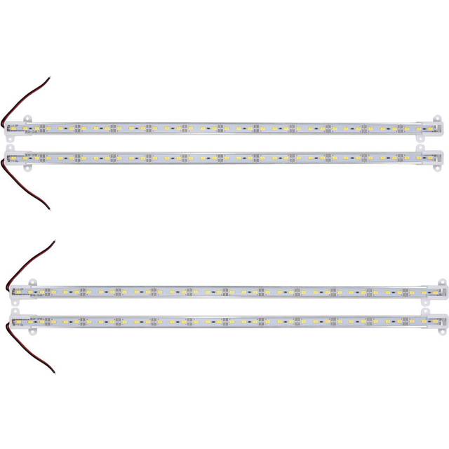 4X 50CM 12V 36 LED 5630 SMD Hard Strip Light Aluminum Shell with End Cap Warm White