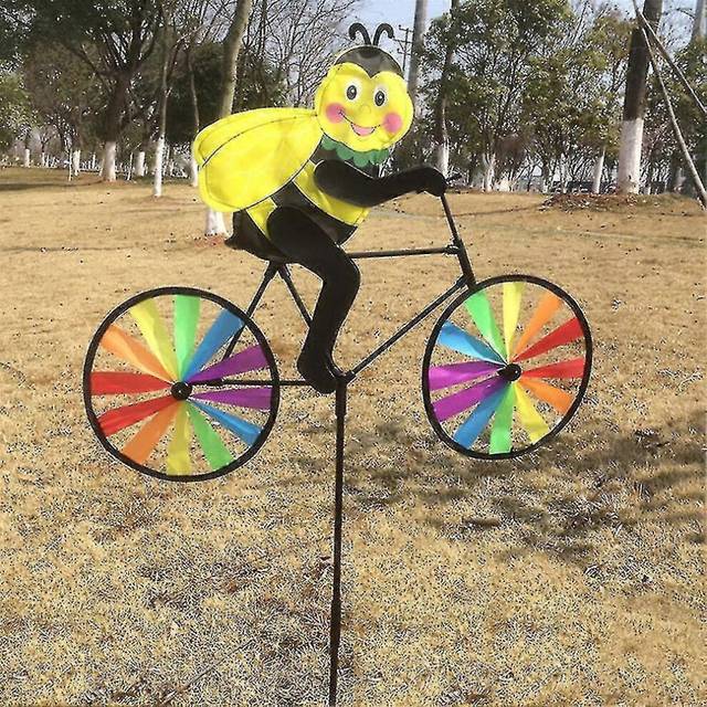 (Bee, One size) 3d Animal On Bike Windmill Gardening Baby Gifts Decorative Garden Stakes