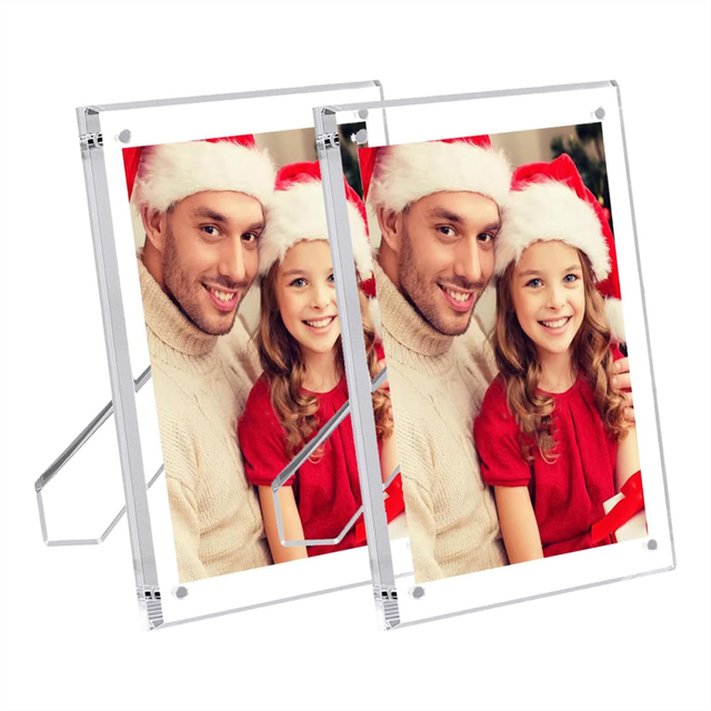 2 Packs 5X7 Inch Acrylic Picture Frames with Stand, Clear Magnetic