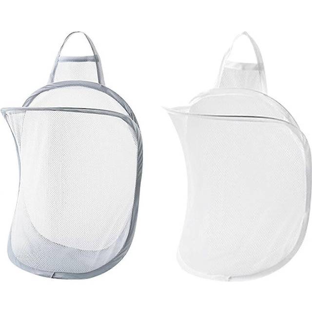 (As show, One size) Pop-up Hanging Laundry Hamper - Small Mesh Laundry Basket - 2 Pack Foldable Hamper - Collapsible Wall Mounted Storage Bag - Back T