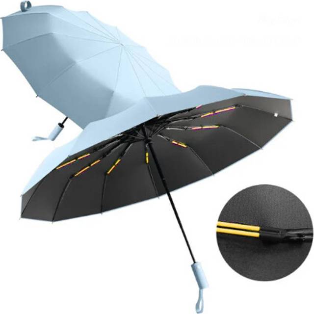 (Sky blue) Reinforced 24-Bone Umbrella, Anti-UV Sunscreen Durable Wind-resistant Umbrella