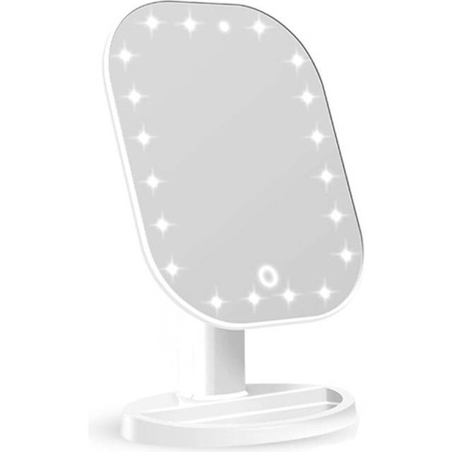 (White) Battery Powered 20 LED Makeup Mirror Light Desktop Home Touch Screen 180 Adjustable Angle Mirror