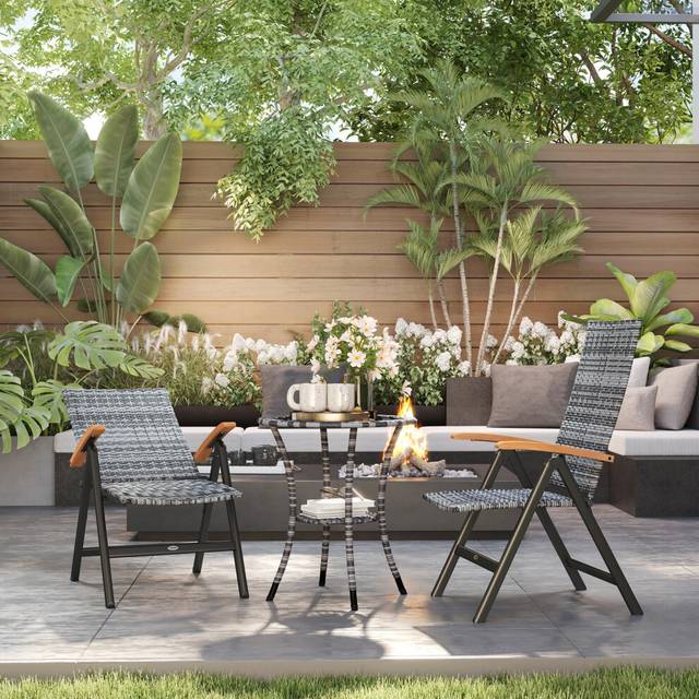 Outsunny Outdoor Folding Dining Chair, Dining Chair, Light Grey