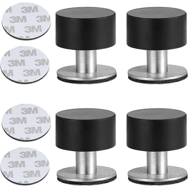 (As show, One size) 4pcs Adhesive Door Stops Stainless Steel Door Stoppers Door Stoppers With Shockproof Rubber For Wall Or Floor Mounting With 3m Dou