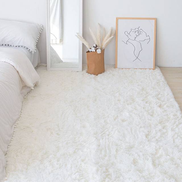(Pure White, Width 80ÃLength 160CM) Carpet bedroom full Nordic ins living room coffee table bedside