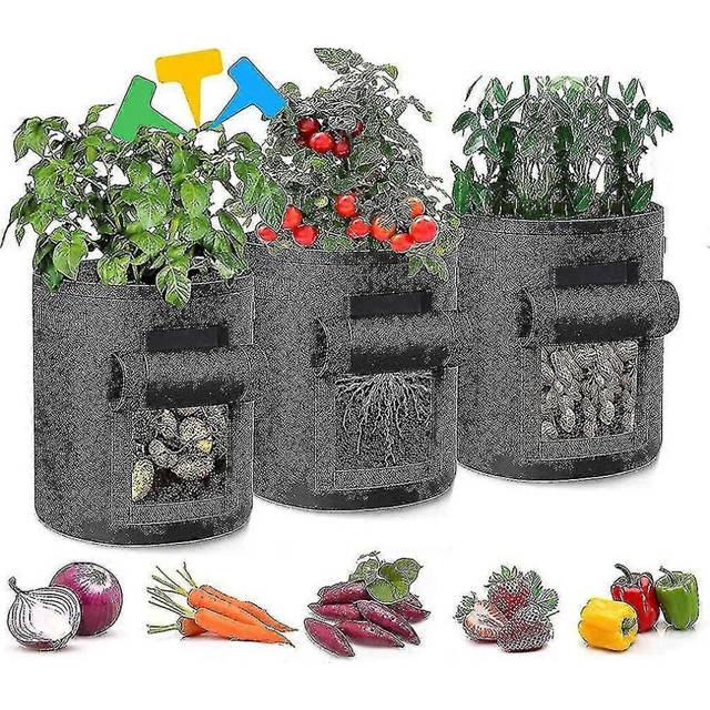 (As show, One size) 3 Pcs Potato Planting Bags 10 Gallon Plant Bag Planting Bag Potato Sack Plant Gift
