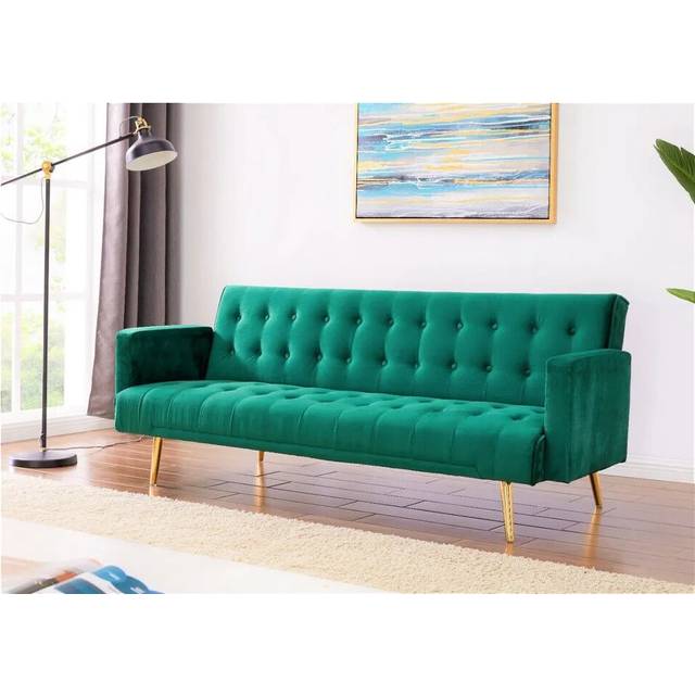 (Green) Plush Velvet Sofa Bed In Various Colours