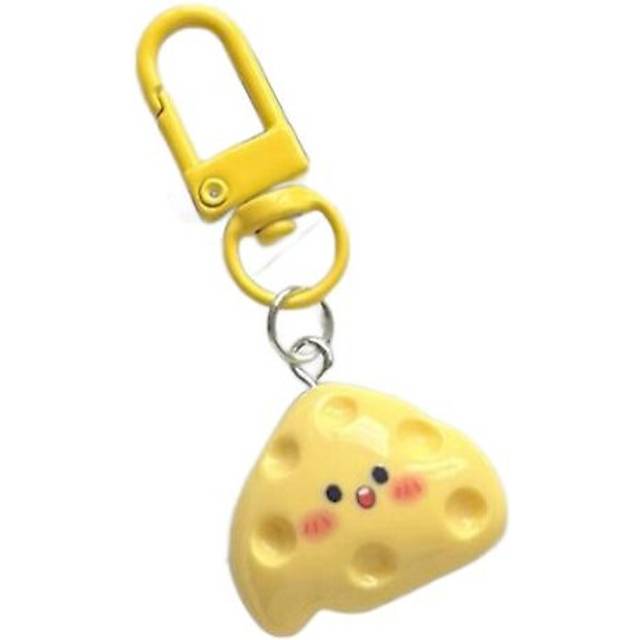 (A2, One size) Cute Poached Egg Cheese Pendant Funny Keychain Kawaii Cartoon Simulated Gifts