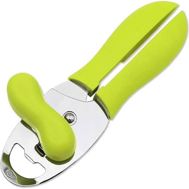 (As show, One size) 4 in1 manual can opener with non-slip handle(green)