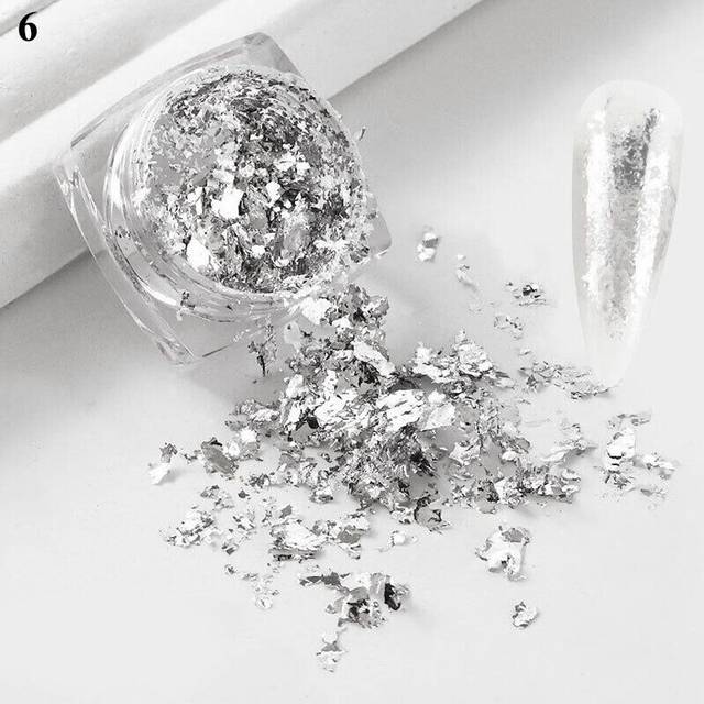 Nail Foil Paper Holographic Flakes Nail Art Sticker 3D Manicure Decoration Gold