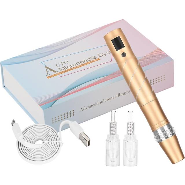 Electric Micro Needle Pen Face Skin Repairing 5 Gears Derma Rolling Pen Machine Device (gold)