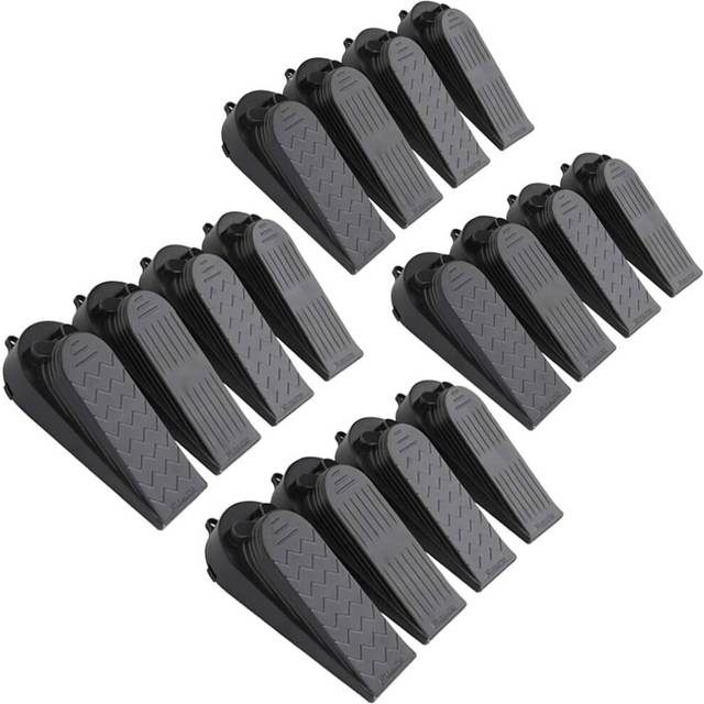 16Pcs Set Black Door Stopper Easily Wedges Door Gaps up Finger Protector Flexible Floor Door Stops - Non-Scratching Door Stop - Modern Wedge Door Stop