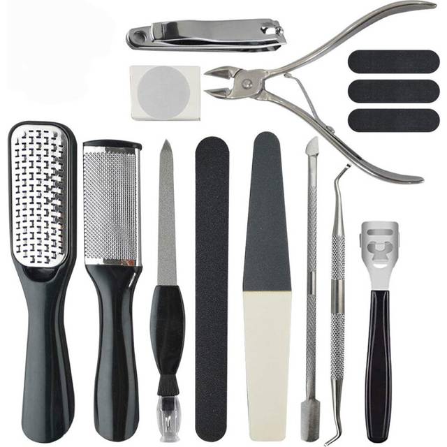 Professional Pedicure Tools Set 15 in 1, Foot File Callus Remover Set Stainless Steel Foot File