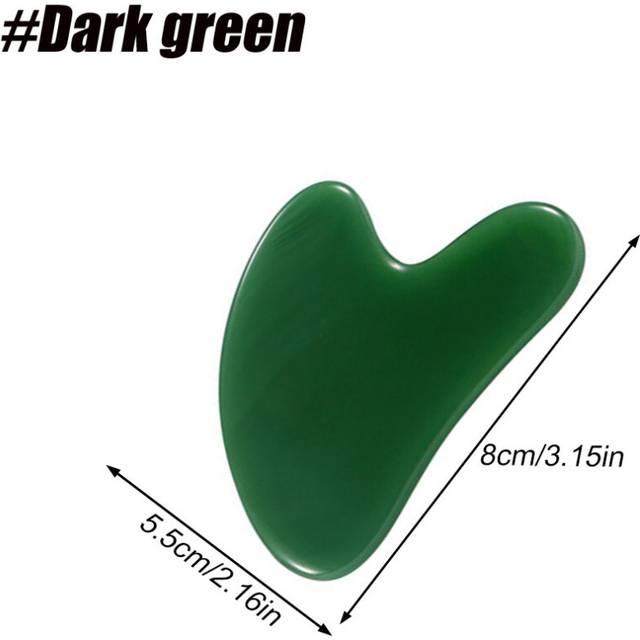 (a-Dark Green) Gua Sha Facial Tool Guasha Scraping Massage Tool Rose Quartz Gua Sha Comb for SPA Acupuncture Therapy Comb Edge Gua Sha Board