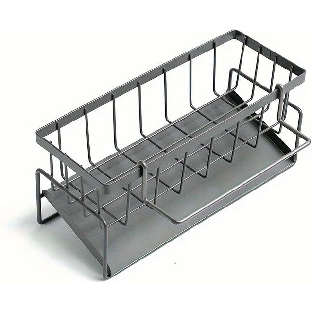 (Grey (with bracket)) Multifunctional Kitchen Storage Rack - 1pc Non-Punched Sink Organizer for Dishcloths, Sponges, Spices And Accessories
