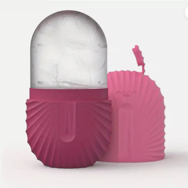 (Rose red) Cube Ice Silicone Massagerface Ice Roller Moldreusable Facial Care Beauty Tool