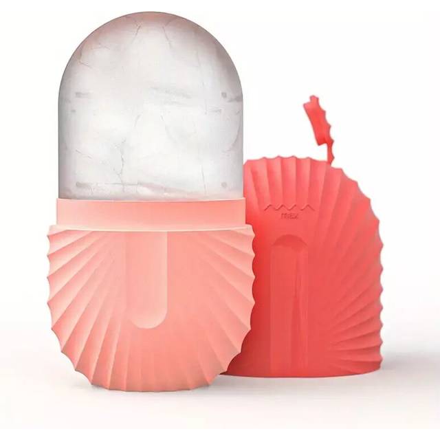 (Pink) Cube Ice Silicone Massagerface Ice Roller Moldreusable Facial Care Beauty Tool