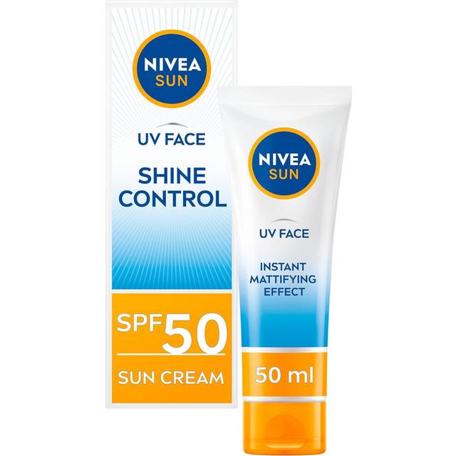 NIVEA Sun UV Face Shine Control SPF 50 Cream (50ml), Sun Cream Protects UVA/UVB Rays and Premature Skin Ageing, Sunscreen for Delicate Facial Skin
