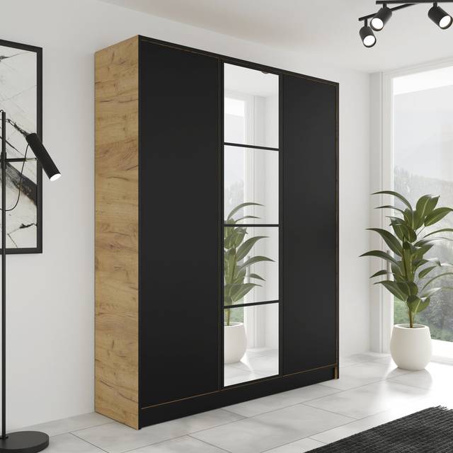 WARDROBE - Oak Craft Gold (205cm H X 156.4cm W X 39cm D)