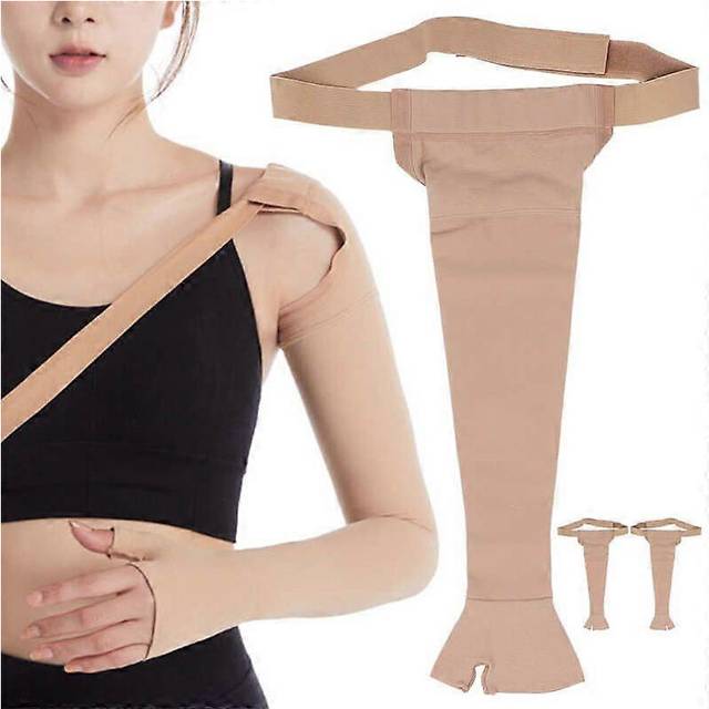 (Medium, Left Hand) 23-32 mmHg Lymphedema Compression Arm Sleeve Polyurethane Postmastectomy Support for Anti Swelling Band