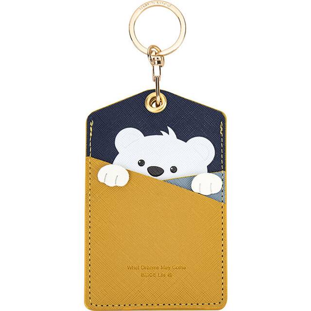 Cartoon animal keychain creative PU pendant ID card sleeve cute little gift