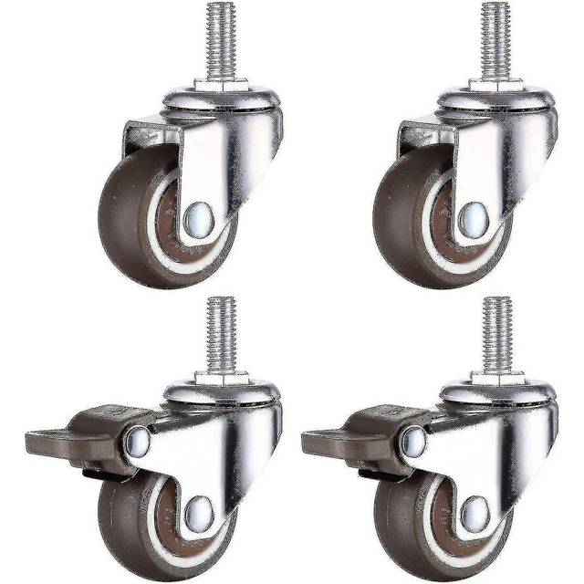 (As show, One size) M10 Threaded Stem Rubber Heavy Duty Swivel Caster For Hand Trolley, Work Tables, Furniture Wheels, 2 Inch, Thread Diameter: 10mm,