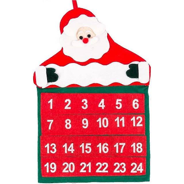 (As show, One size) Diy Calendar Advent Calendar Kit Felt Fabric Countdown Tree With 24 Toy Pockets