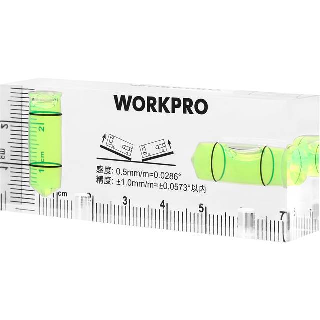 WORKPRO Mini Level Mini Level Crystal Level Spirit Level Acrylic Tube Bubble Level 6 Side Measurement with Magnet Horizontal Vial Vertical Vial with