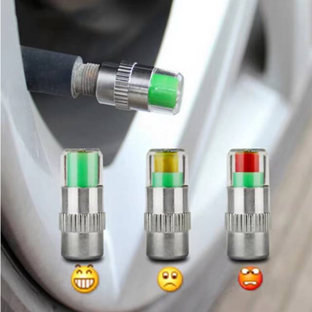 4pcs Car Tire Pressure Indicator Tire Pressure Gauge Indicator Alert Monitoring Valve Cap Sensor External Valve Detection