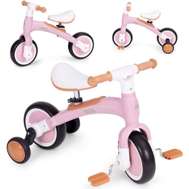 Balanscykel 3in1 Rosa med Pedaler och Stödhjul