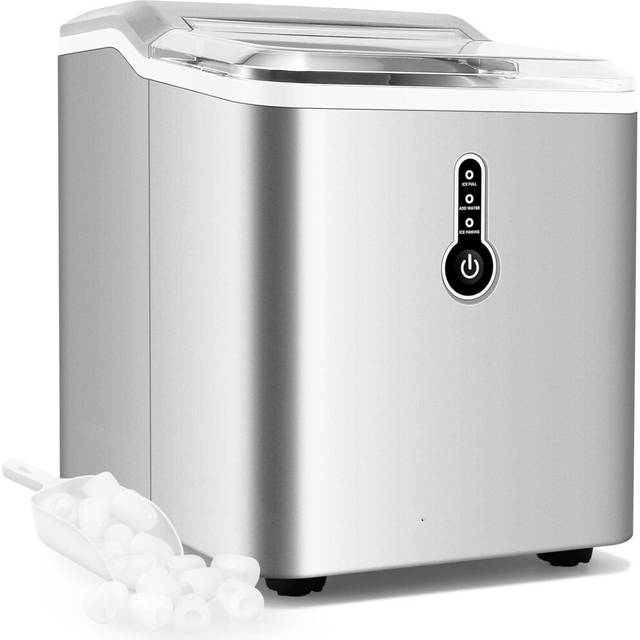 Ice Maker Countertop, 12kg/24h, can make 9 thick ice cubes in 6-9 minutes, portable ice maker with ice scoop and ice basket