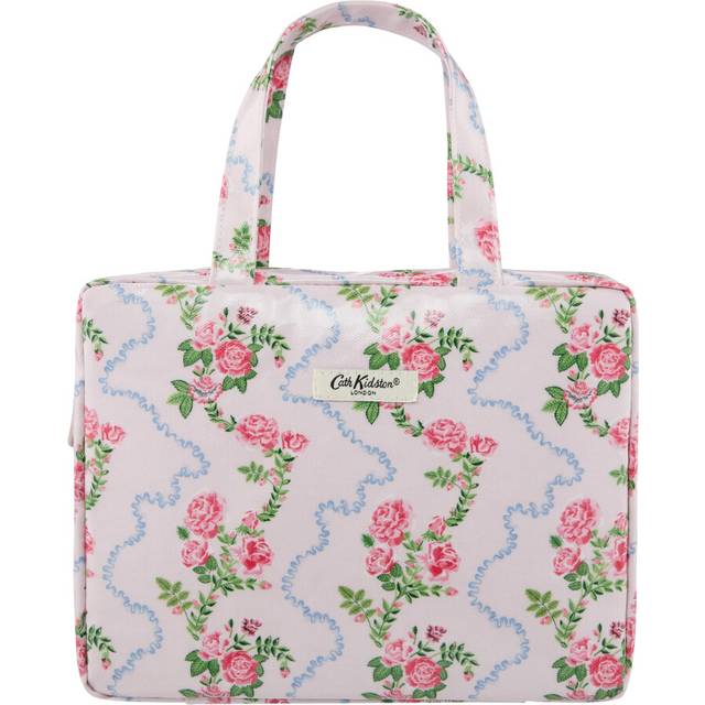 Wash Bags | Two Part Wash Bag With Handles - Flutter Rose | Travel Size & Vegan Friendly | Toiletry & Cosmetic Bag | Beauty Gift For Her