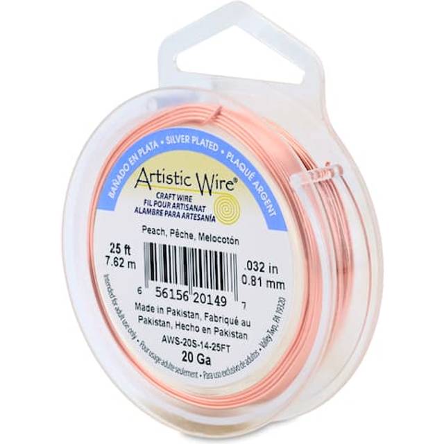 Artistic Wire 81 mm Silver Plated Tarnish Resistant Colored Copper Craft Wire  20 Gauge  25 ft  Peach