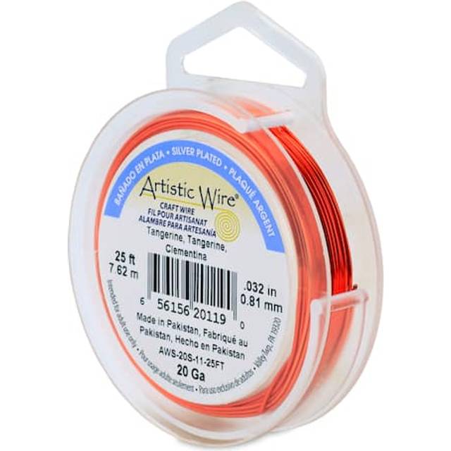 Artistic Wire 81 mm Silver Plated Tarnish Resistant Colored Copper Craft Wire  20 Gauge  25 ft  Tangerine