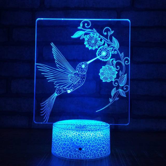 3D Hummingbird Lamp, 3D Night Light for Kids with Remote Control & Smart Touch 7 Colors 16 Colors Changing Hummingbird Toys