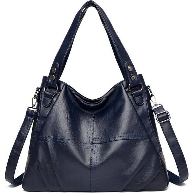 2023 New Large Capacity Pleated Handbag Women's All-match Shoulder Messenger Tote Bag. dark blue