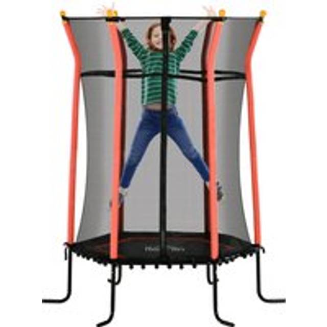 HOMCOM Kids Trampoline Mini Bouncer with Enclosure Safety Net For Ages 3-10 Years - Red Aosom UK