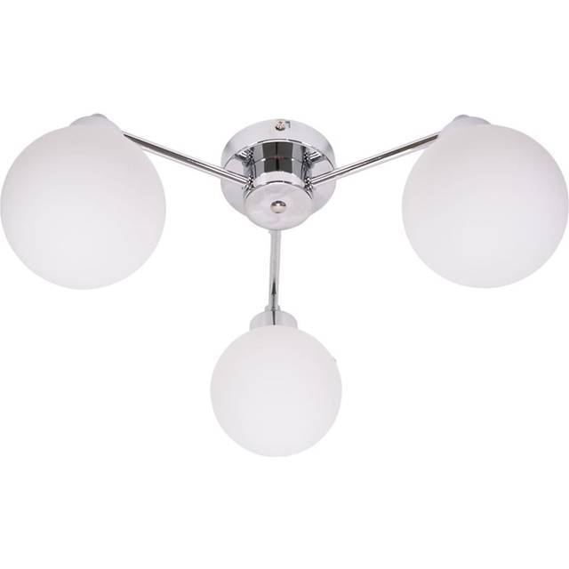 Valuelights Jonah 3 Arm Globe Ball Shade Flush Ceiling Light With Led Bulbs In Silver - One Size
