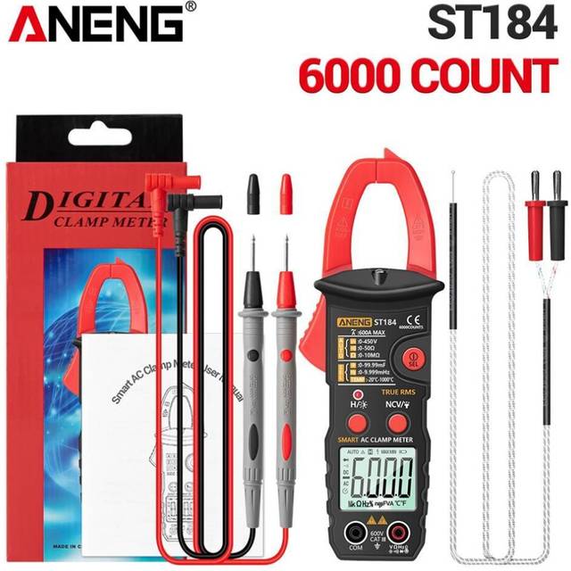 (red) Aneng St184 Digital Clamp Multimeter Meter 6000 Counts Professional True Rms Ac/dc Voltage Current Tester Hz Capacitance Ohm