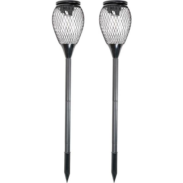 Black Metal Cage Solar Powered Outdoor Spike Lights 2 Pack Garden Stake Lamp - Stainless Steel;Matte Black (60.5cm H X 10.7cm W X 10.7cm D)