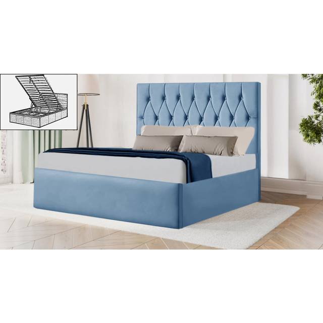 Tiffany Storage Bed Frame - Sky Blue (Kingsize (5&#39;))